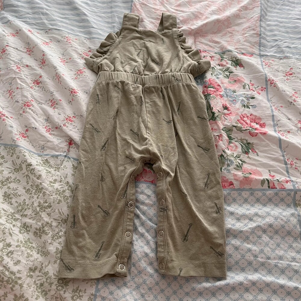 Kate Quinn Little Liam Organic Cotton Guitar Print Overall Romper 12-18M